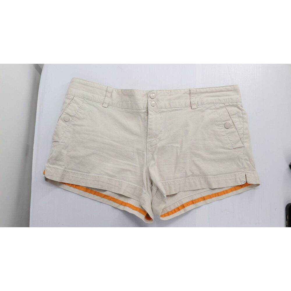 American Eagle Womens Khaki Low Rise Chino Shorts Stretch Size 14 2.5" Inseam